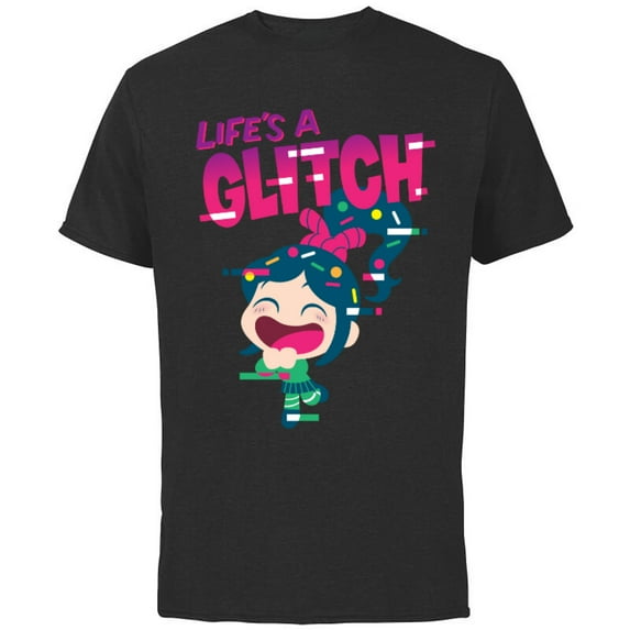 Disney Ralph Breaks the Internet Vanellope Glitch T-Shirt - Short Sleeve Cotton T-Shirt for Adults - Customized-Black