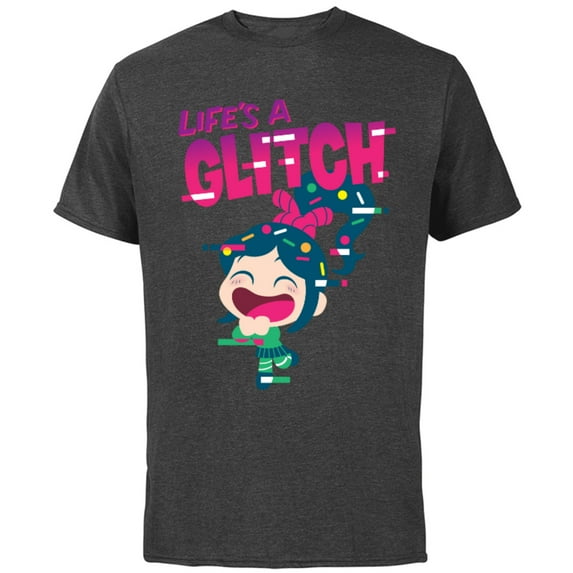Disney Ralph Breaks the Internet Vanellope Glitch T-Shirt - Short Sleeve Cotton T-Shirt for Adults - Customized-Charcoal