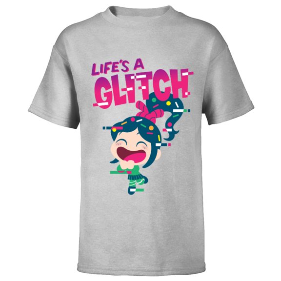 Disney Ralph Breaks the Internet Vanellope Glitch T-Shirt - Short Sleeve T-Shirt for Kids - Customized-Athletic Heather