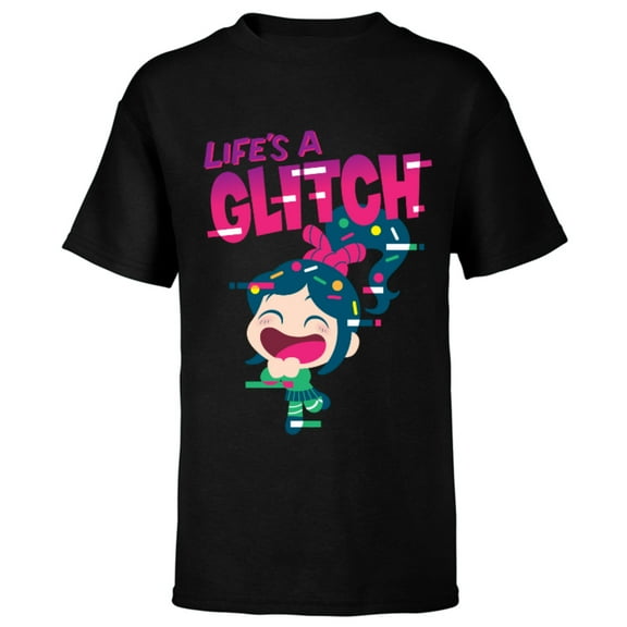 Disney Ralph Breaks the Internet Vanellope Glitch T-Shirt - Short Sleeve T-Shirt for Kids - Customized-Black