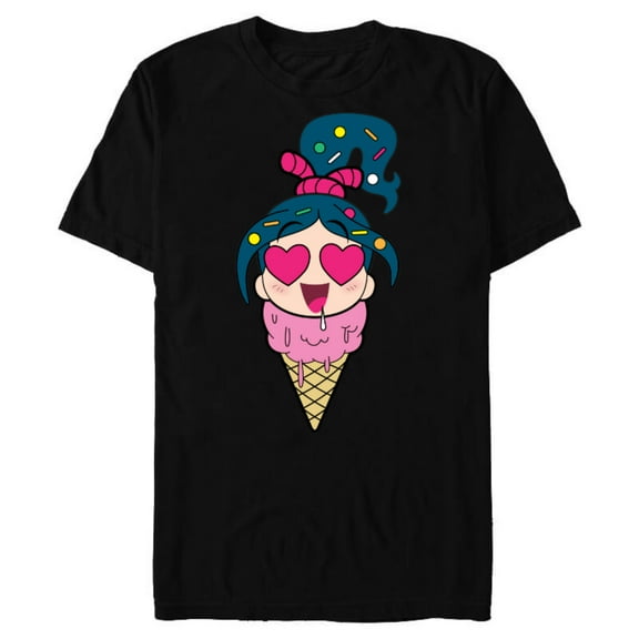 Disney Ralph Breaks the Internet Vanellope Ice Cream T-Shirt- Short Sleeve Blended T-Shirt for Adults - Customized-Black