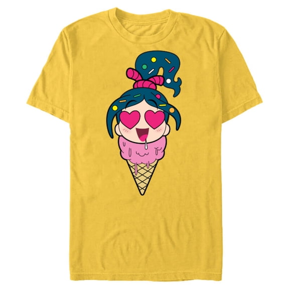 Disney Ralph Breaks the Internet Vanellope Ice Cream T-Shirt- Short Sleeve Blended T-Shirt for Adults - Customized-Yellow