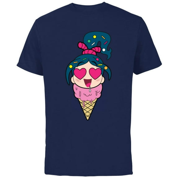 Disney Ralph Breaks the Internet Vanellope Ice Cream T-Shirt - Short Sleeve Cotton T-Shirt for Adults - Customized-Navy