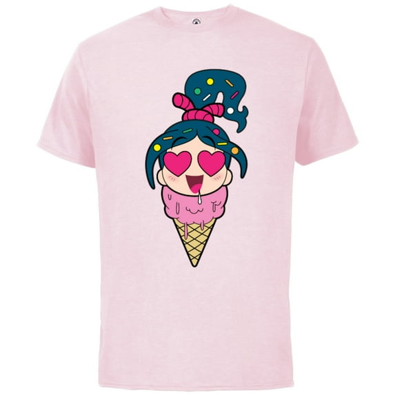 Disney Ralph Breaks the Internet Vanellope Ice Cream T-Shirt - Short Sleeve Cotton T-Shirt for Adults - Customized-Soft Pink
