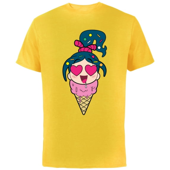 Disney Ralph Breaks the Internet Vanellope Ice Cream T-Shirt - Short Sleeve Cotton T-Shirt for Adults - Customized-Yellow