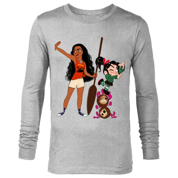 Disney Ralph Breaks the Internet Vanellope and Moana T-Shirt - Long Sleeve T-Shirt for Men - Customized-Athletic Heather