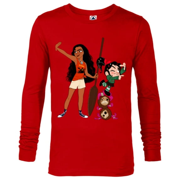 Disney Ralph Breaks the Internet Vanellope and Moana T-Shirt - Long Sleeve T-Shirt for Men - Customized-New Red