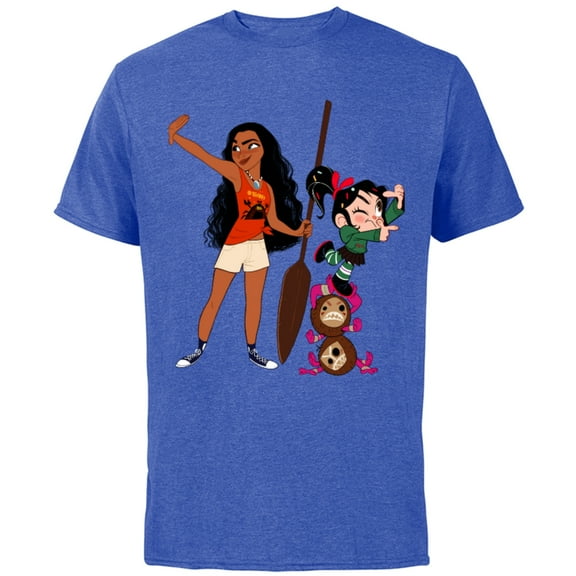 Disney Ralph Breaks the Internet Vanellope and Moana T-Shirt - Short Sleeve Cotton T-Shirt for Adults - Customized-Royal Heather