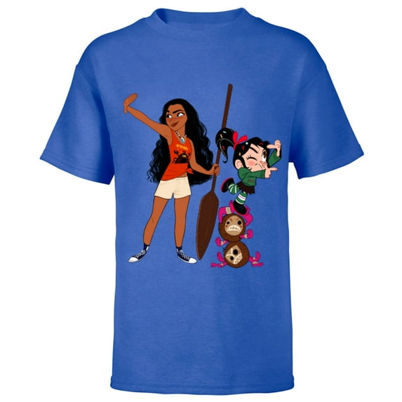 Disney Ralph Breaks the Internet Vanellope and Moana T-Shirt - Short Sleeve T-Shirt for Kids - Customized-Royal