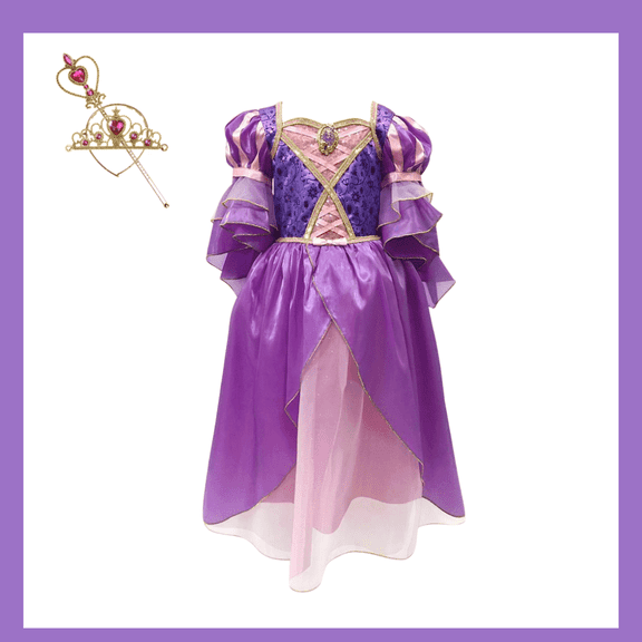 Disney Rapunzel Female Halloween Fancy-Dress Costumes with Wand for Toddler, Toddler 5T