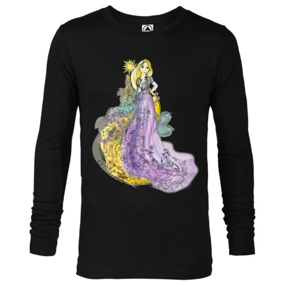 Disney Rapunzel Watercolor T-Shirt - Long Sleeve T-Shirt for Men - Customized-Black