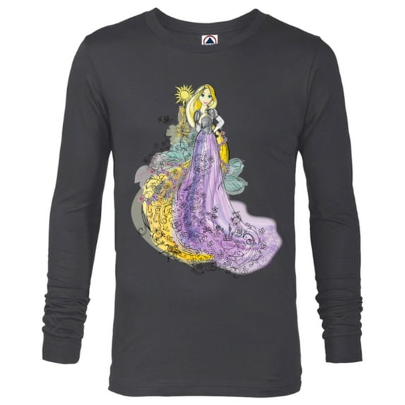 Disney Rapunzel Watercolor T-Shirt - Long Sleeve T-Shirt for Men - Customized-Charcoal Heather
