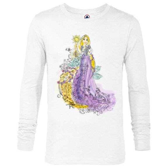 Disney Rapunzel Watercolor T-Shirt - Long Sleeve T-Shirt for Men - Customized-White