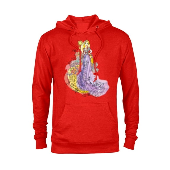 Disney Rapunzel Watercolor T-Shirt - Pullover Hoodie for Adults - Customized-Red Heather