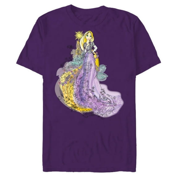 Disney Rapunzel Watercolor T-Shirt- Short Sleeve Blended T-Shirt for Adults - Customized-Berry Snow Heather