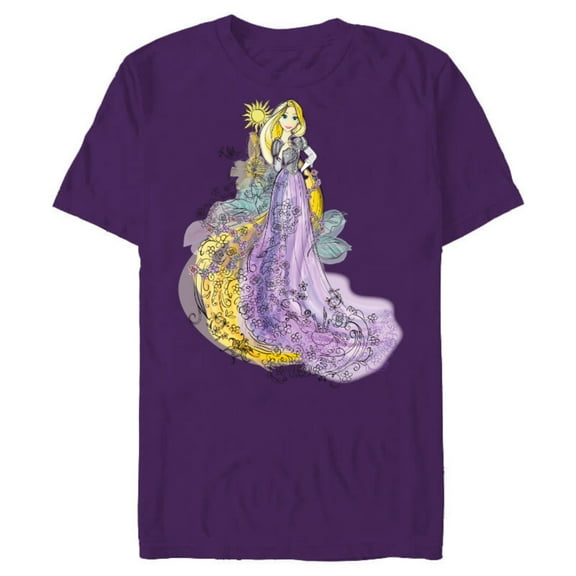 Disney Rapunzel Watercolor T-Shirt- Short Sleeve Blended T-Shirt for Adults - Customized-Berry Snow Heather
