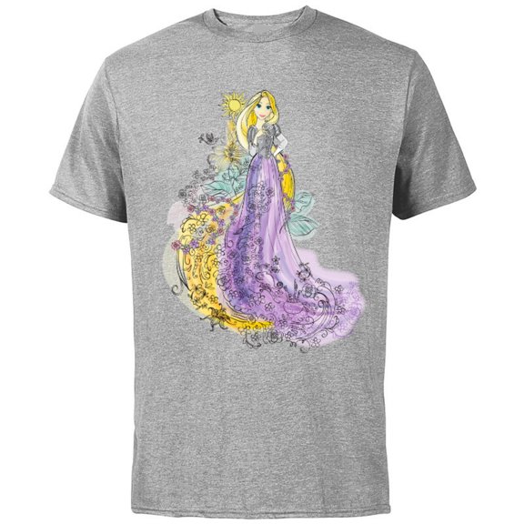 Disney Rapunzel Watercolor T-Shirt - Short Sleeve Cotton T-Shirt for Adults - Customized-Athletic Heather