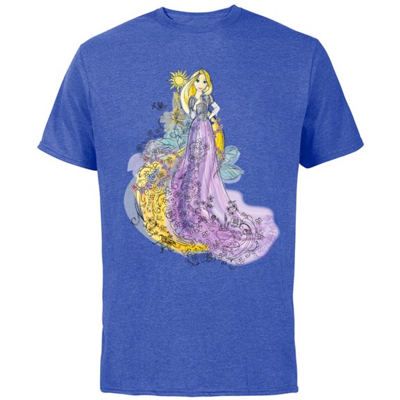 Disney Rapunzel Watercolor T-Shirt - Short Sleeve Cotton T-Shirt for Adults - Customized-Royal Heather