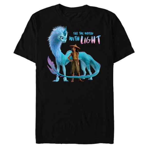 Disney Raya and the Last Dragon Fill the World With Light T-Shirt- Short Sleeve Blended T-Shirt for Adults - Customized-Black Snow Heather
