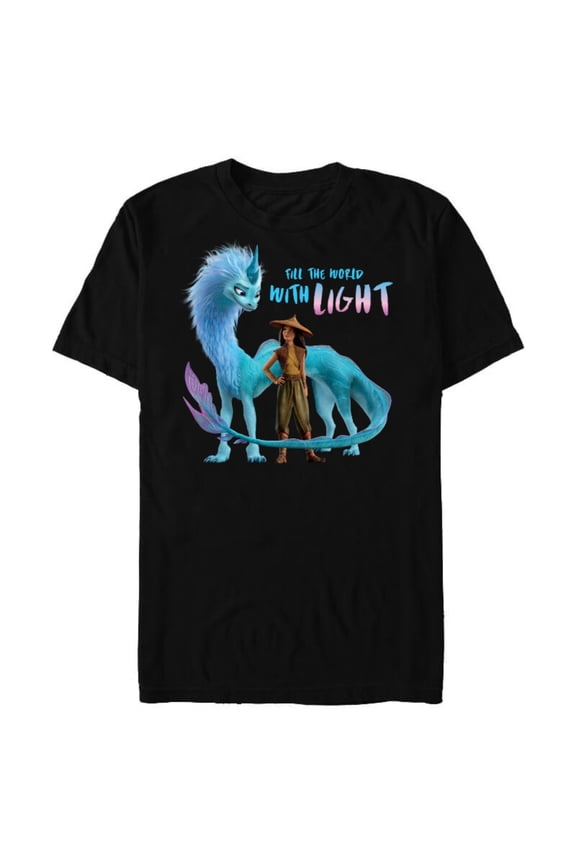 Raya and the Last Dragon Fill the World With Light T-Shirt- Short Sleeve Blended T-Shirt for Adults - Customized-Black Snow Heather