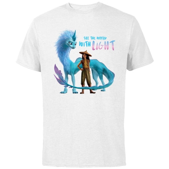 Disney Raya and the Last Dragon Fill the World With Light T-Shirt - Short Sleeve Cotton T-Shirt for Adults - Customized-White