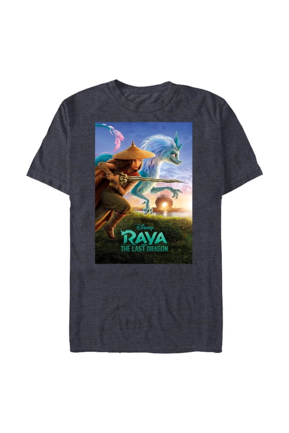Raya and the Last Dragon Movie Poster Standard T-Shirt- Short Sleeve Blended T-Shirt for Adults - Customized-Denim Snow Heather