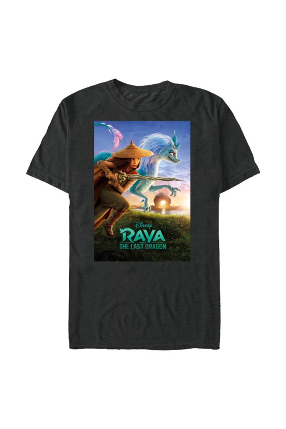 Raya and the Last Dragon Movie Poster Standard T-Shirt- Short Sleeve Blended T-Shirt for Adults - Customized-Graphite Snow Heather