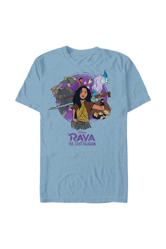Raya and the Last Dragon Raya and Crew - Short Sleeve Blended T-Shirt for Adults - Customized-Celadon Snow Heather