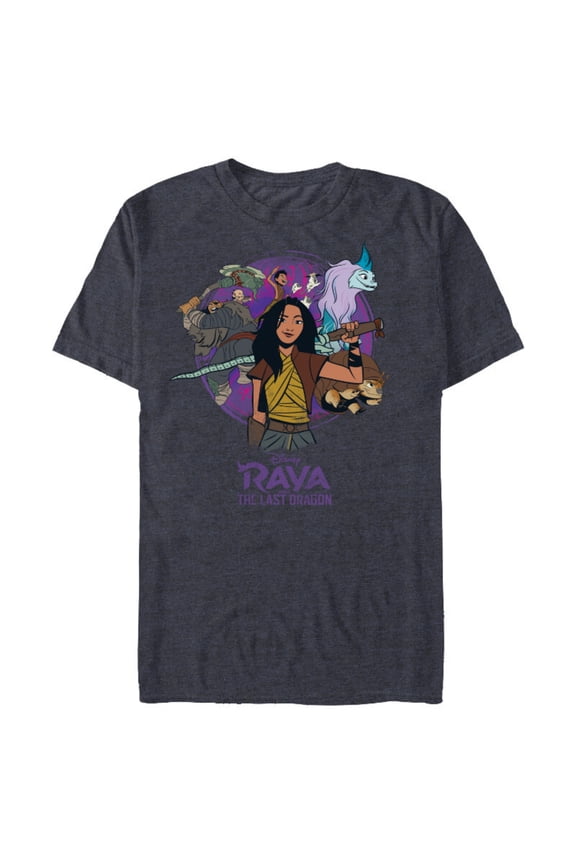 Raya and the Last Dragon Raya and Crew - Short Sleeve Blended T-Shirt for Adults - Customized-Denim Snow Heather