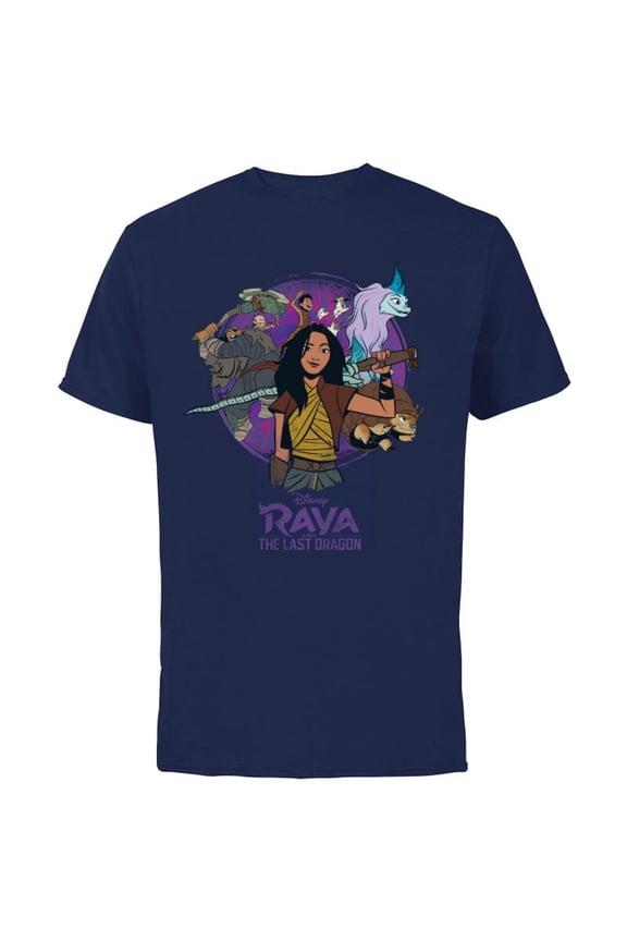 Raya and the Last Dragon Raya and Crew - Short Sleeve Cotton T-Shirt for Adults - Customized-Athletic Navy