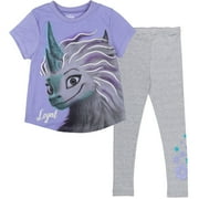 Disney Raya and the Last Dragon Sisu Big Girls T-Shirt and Leggings Outfit Set Toddler to Big Kid
