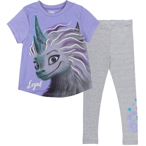 Disney Raya and the Last Dragon Sisu Big Girls T-Shirt and Leggings Outfit Set Toddler to Big Kid
