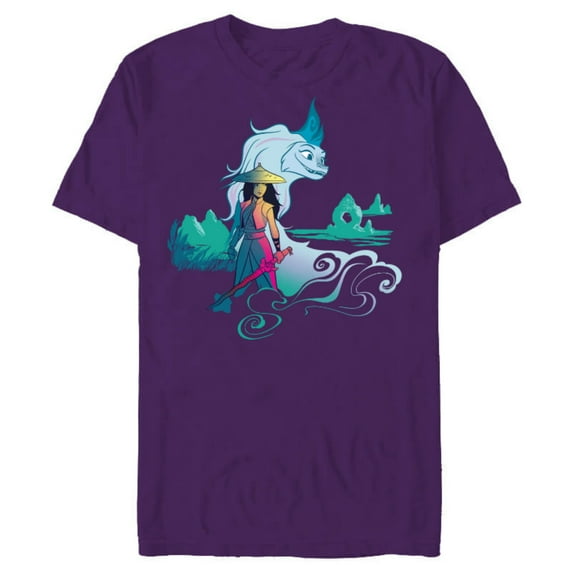 Disney Raya and the Last Dragon Watercolor Standard T-Shirt- Short Sleeve Blended T-Shirt for Adults - Customized-Berry Snow Heather