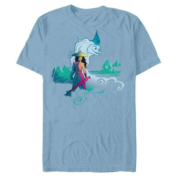 Disney Raya and the Last Dragon Watercolor Standard T-Shirt- Short Sleeve Blended T-Shirt for Adults - Customized-Celadon Snow Heather