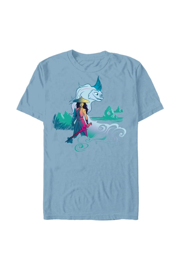 Raya and the Last Dragon Watercolor Standard T-Shirt- Short Sleeve Blended T-Shirt for Adults - Customized-Celadon Snow Heather