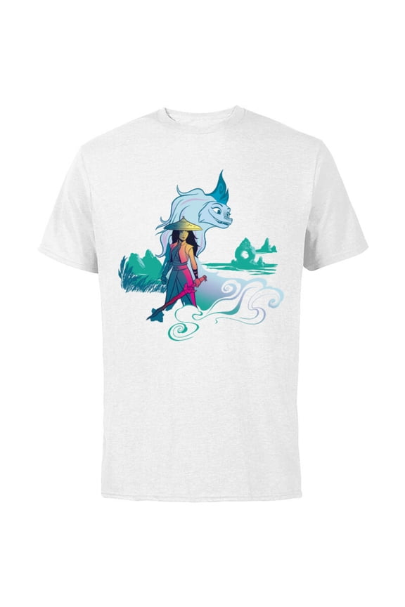 Raya and the Last Dragon Watercolor Standard T-Shirt - Short Sleeve Cotton T-Shirt for Adults - Customized-White