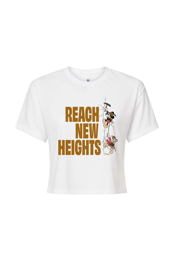 - Reach New Heights - Juniors Cropped Cotton Blend T-Shirt