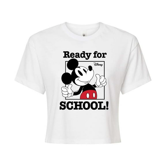 Disney - Ready For School - Juniors Cropped Cotton Blend T-Shirt