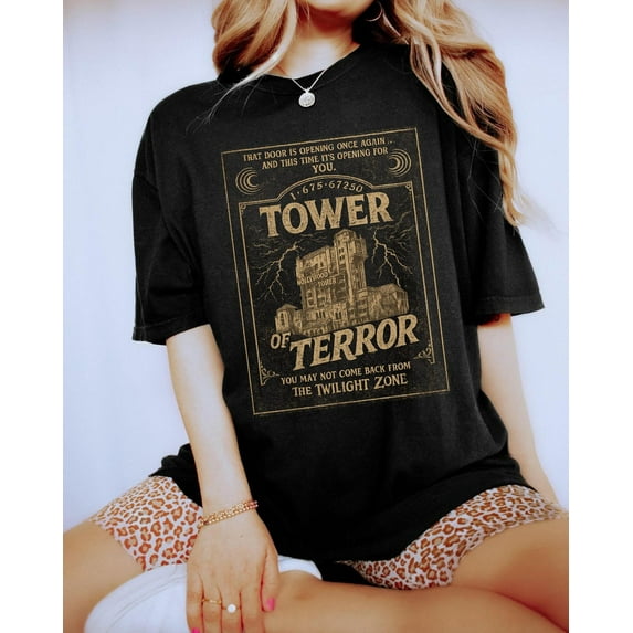 Disney Retro Tower Of Terror Comfort Colors T-Shirt, Hollywood Tower Hotel Tee, Twilight Zone Disney Shirt, Vintage Ride Graphic, Spooky Disney Tee