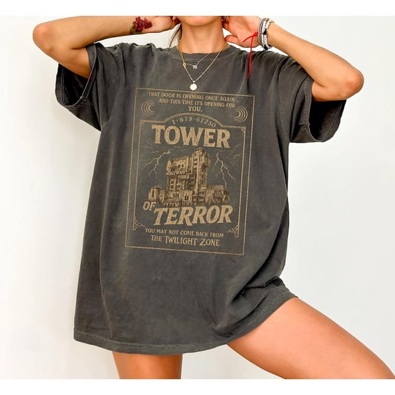 Disney Retro Tower Of Terror Comfort Colors T-Shirt, Hollywood Tower Hotel Tee, Twilight Zone Disney Shirt, Vintage Ride Graphic, Spooky Disney Tee