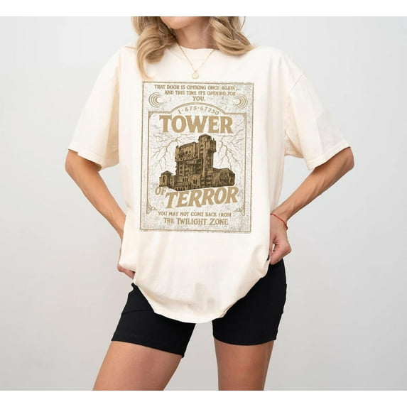 Disney Retro Tower Of Terror Comfort Colors T-Shirt, Hollywood Tower Hotel Tee, Twilight Zone Disney Shirt, Vintage Ride Graphic, Spooky Disney Tee