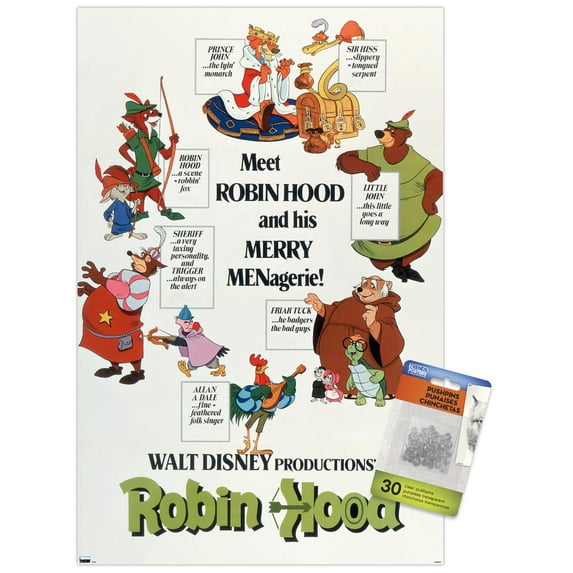 Disney Robin Hood - One Sheet Wall Poster with Pushpins, 14.725" x 22.375"