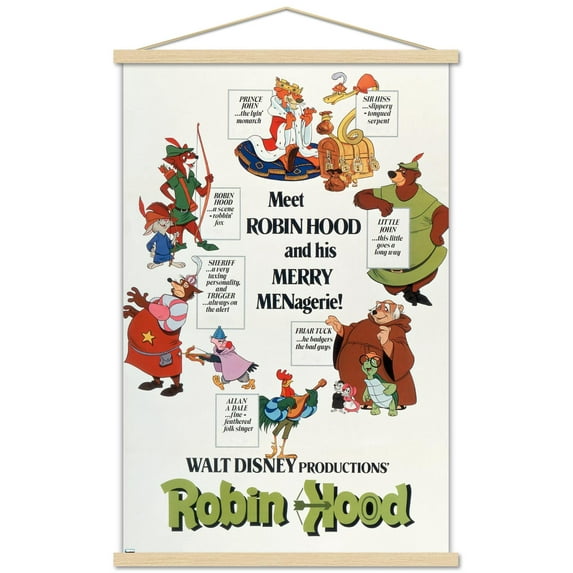 Disney Robin Hood - One Sheet Wall Poster with Wooden Magnetic Frame, 22.375" x 34"
