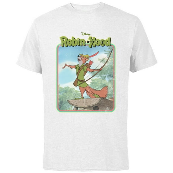 Disney Robin Hood Retro - Short Sleeve Cotton T-Shirt for Adults -Customized-White