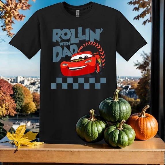 Disney Rollin With Dad Lightning McQueen Piston Cup Racing Father Day T-Shirt