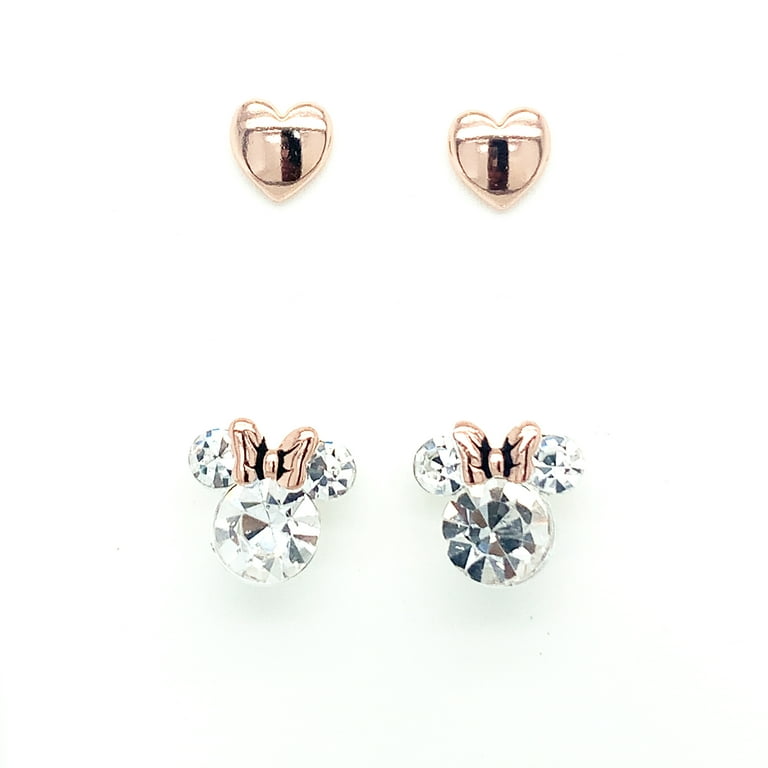 Rose gold mickey sale earrings
