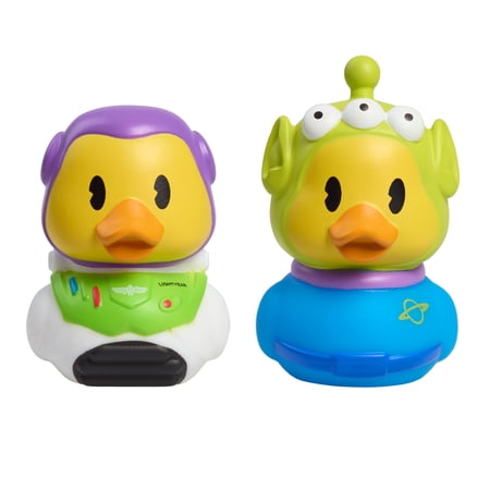 Duckalooz Character Duck Toy Figures 2-Pack, Toy Story Buzz and Alien, Collectible Ducks for Play and Display, Novelty Gift Toy Set Kids Ages 2+