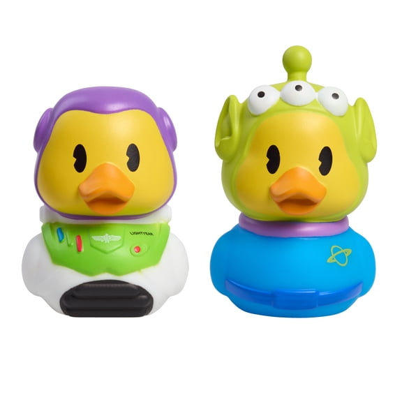 Duckalooz Character Duck Toy Figures 2-Pack, Toy Story Buzz and Alien, Collectible Ducks for Play and Display, Novelty Gift Toy Set Kids Ages 2+