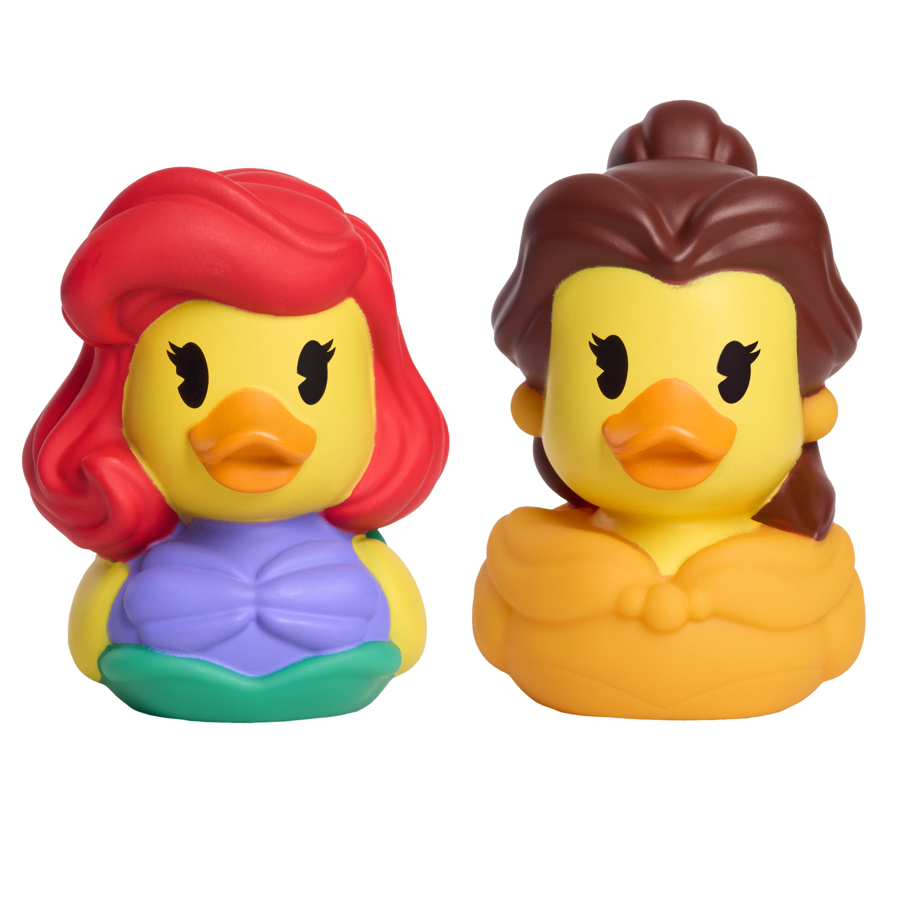 Dukalooz Disney Ariel and Belle Small Toy Duck 2 Pack, Collectible Toy Figure, for Kids Ages 3 and up