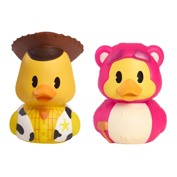 Duckalooz Character Duck Toy Figures 2-Pack, Lotso and Woody, Collectible Ducks for Play and Display, Novelty Gift Toy Set Kids Ages 2+